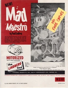 Kit de modelo Lindberg 1966 Mad Maestro motorizado escasa hoja de publicidad de colección - Imagen 1 de 1