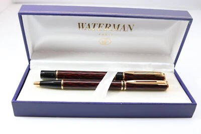 Vintage Waterman Laureat MKII Shadow Red Fountain Pen & Ballpoint (Ink & Case) - Image 1 of 3