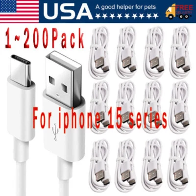For iPhone15 Pro Max Plus USB-A Cable Fast Charger Type C Charging Data Cord Lot - Image 1 of 4