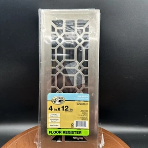 NEW HAMPTON BAY 4 In. X 12 In. BRUSHED NICKEL DECORATIVE FLOOR GRATE REGISTER - Picture 1 of 7
