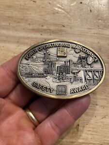 DWP Vintage Belt Buckle Safety 1 Year Award Metal Patina Collector Utility GIFT