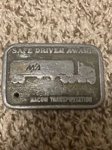 Vintage Macon Transportation Safe Driver Award Belt Buckle Trucker - Picture 1 of 2