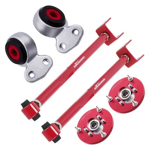 6 Pc Adjustable Control Arm + Camber Plates + Control Arm Bushings for BMW E46 - Picture 1 of 10