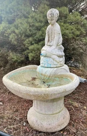 Vintage Three Piece Cement Fountain - Beautiful Details and Great Quality! Cover
