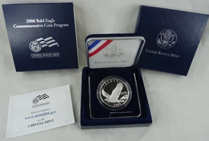 2008-P Bald Eagle Proof Silver Dollar US Mint Commemorative 90% Box COA OGP - Picture 1 of 5