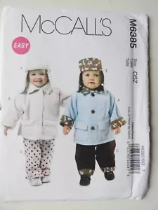 McCalls M6385 sewing pattern Infants Coat Pants Hat Sizes S M & L uncut unused - Picture 1 of 3