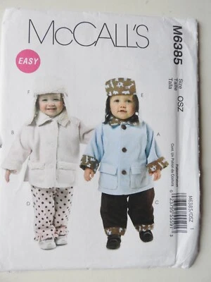 McCalls M6385  sewing pattern Infants Coat Pants Hat Sizes S M & L  uncut unused - Image 1 of 3