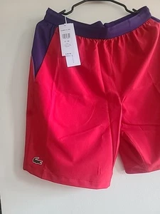Lacoste SPORT X NOVAK DJOKOVIC Denver Broncos STRETCH TENNIS Shorts Red Size M - Picture 1 of 10