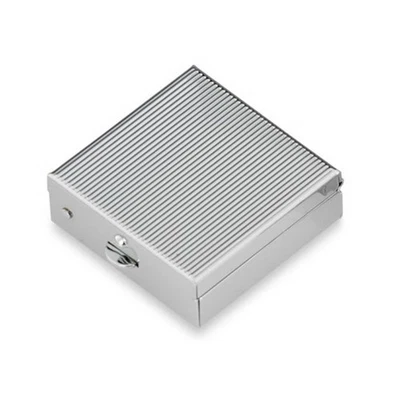 H.BAUER JUN. Pillendose klein Pillenbox oval Tablettenbox Metall verchromt 2 Fächer 4 x 4 cm