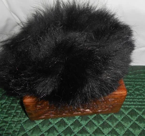 Vintage einzelne schwarze Kaninchenfellmanschette - Mid Century - NUR EINE - Bastelbedarf - Bild 1 von 4