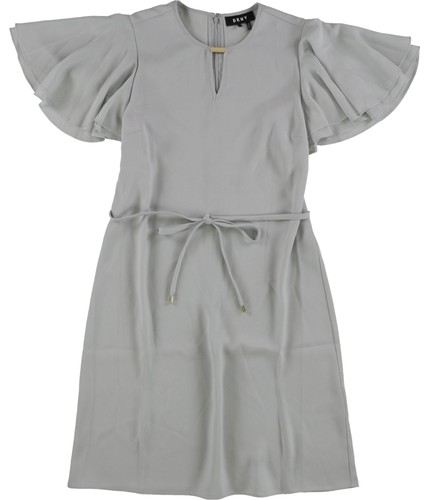 DKNY Womens Flounce Sleeve Sheath Dress