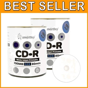 200pk 52x CD-R White Inkjet Hub Printable Discs - Picture 1 of 6