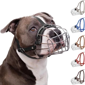 BRONZEDOG Pitbull Dog Muzzle Breathable Metal Basket for one size, Black - Picture 1 of 6