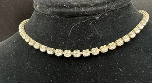 Collar Gargantilla Vintage Estilo Art Deco Estrás Tono Plata 14 pulgadas C1258 - Imagen 1 de 6