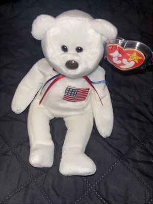 Pellets de PVC Ty Beanie Baby Libearty the Bear 1996, rojo/blanco/azul Foto 1 de 4