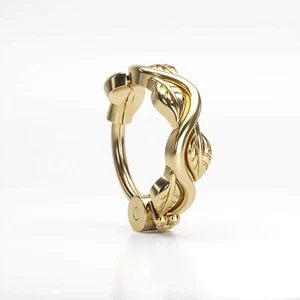 14K Solid Gold/Sterling Silver Boho Leaf Nose Ring Tragus Rook Piercing Handmade - Picture 1 of 54