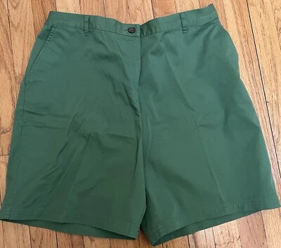 New Lands End Damas Verde Chino Tiro Medio Pantalones Cortos Talla 14 Espalda Elástica 7" Entrepierna Foto 1 de 4