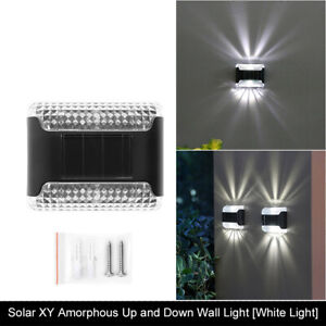 1PC Waterproof Garden Solar LED Light UP Down Fence Path Stair Light Cool White