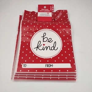 24 count Be Kind Valentine's Day Food Safe Resealable Treat Favor Bags Red White - Imagen 1 de 3