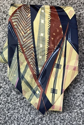 Corbata abstracta multi geométrica azul marino para hombre River Island 3,5"" de ancho 57"" de largo Foto 1 de 4