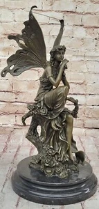 Signed Angel Fairy Bronze Sculpture Mythical Statue Figurine Figure Home Deco - Picture 1 of 10