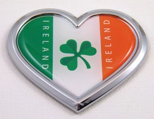 Ireland HEART Flag Chrome Emblem Car Decal Sticker Badge Bumper Irish Shamrock - Imagen 1 de 1