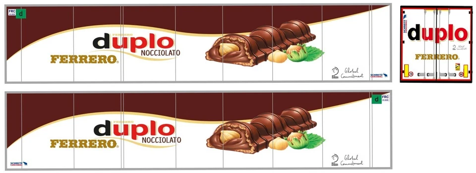Nuova Grafica Duplo Ferrero adesiva trasparente per rimorchi frigo Herpa 1/87. - Immagine 1 di 1