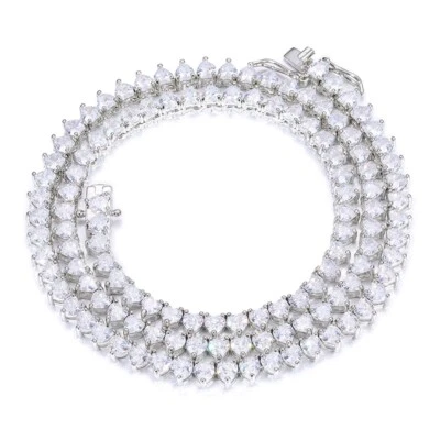 Women's 1 Row 4mm Heart Shape Cut Cubic Zirconia Tennis Chain Bracelet 16-20'' - Image 1 of 4