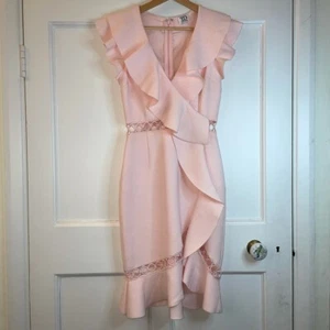 Brand New True Decadence Light Pink Wrap Ruffle Short Dress Crochet Party XS - Picture 1 of 11
