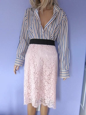 NUEVO CON ETIQUETAS DOLCE & GABBANA Pink Algodón Floral Encaje Seda Sin Mangas Alta Costura Falda Midi ITALIA Foto 1 de 4