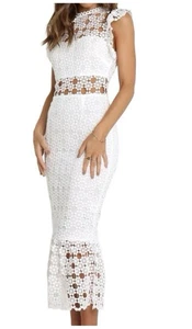 Petal & Pup Women’s Lauren White Lace Bridal Midi Dress Size 10 - Picture 1 of 5