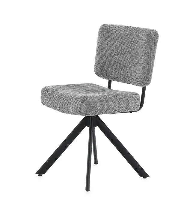 Polsterstuhl drehbar 1 Stück 4-Fuß-Gestell Metall Schwarz / Chenille Grau - Bild 1 von 1