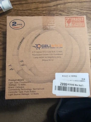 2 Pack Celiwace 4.75 Inches T4 Circular Bulb 12 Watt Fluorescent Circline 12W - Image 1 of 2