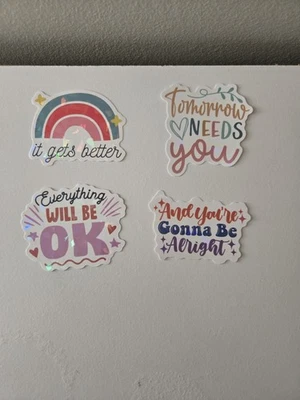 Lot Of 4 Reflective Inspirational Motivational Stickers Rainbow Stars - Image 1 of 4