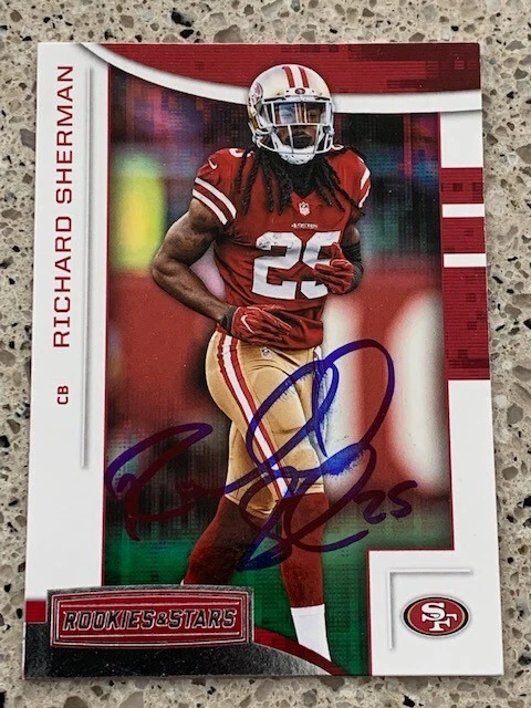 RICHARD SHERMAN AUTOGRAPHED SIGNED 2018 PANINI SAN FRANCISCO 49ERS #34 - Image 1 of 1