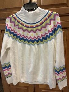 VINCE CAMUTO Pullover Sweater Women Size M Multicolor Fair Isles Aztec SOFT - Picture 1 of 8