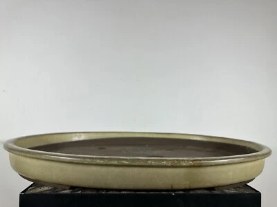 Preowned Japanese Tokoname Glazed Shallow Bonsai Pot with Stamps - 25” By 17.75” Foto 1 de 4