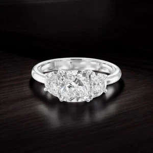 PT950 Platinum Lab Grown 2 Ct Cushion Cut IGI Diamond Wedding Ring  5 6 - Picture 1 of 13