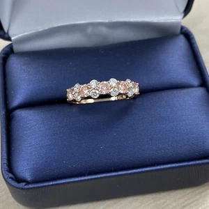 Bague de mariage alternée diamant cultivé en laboratoire rose et blanc 1 ct or rose 14 carats - Photo 1 sur 10