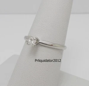 1/5CT Natural Princess Diamond Solitaire Engagement Wedding Ring 14K White Gold - Picture 1 of 12