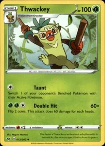 2x (SWSH01-012) Thwackey (U) Pokemon Sword & Shield Card # 12 - Picture 1 of 1