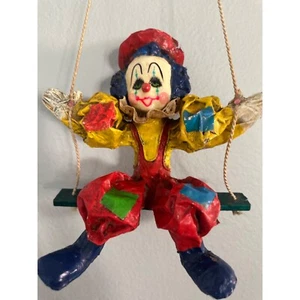 Vintage paper mache clown on swing - Picture 1 of 14