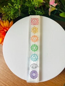 Large Selenite Crystal Charging Cleansing Plate Bar Engraved Chakra Protection - Foto 1 di 8