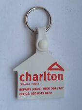 Vintage old Retro Keyring Key RING plastic Charlton triangle homes house white