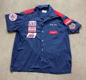 Vtg 80s Indy 500 Pit Crew Shirt Bryant Heating & Cooling Racing Patches XL - Picture 1 of 7