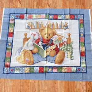 Blue Jean Teddy Bear Baby Album Quilt Cheater Panel Daisy Kingdom - Picture 1 of 4