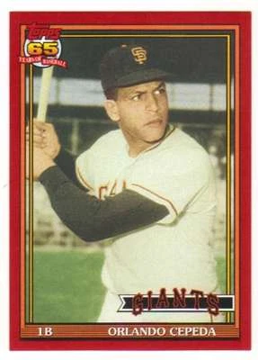 2016 Topps Archives Red Border /50 #210 Orlando Cepeda 1991 Design Giants - Image 1 of 2