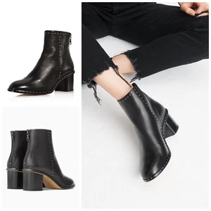 New $550 Rag & Bone Willow Studded Leather Boots In Black Size: 37.5 (US 7.5) - Picture 1 of 9