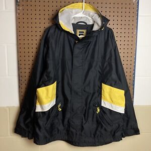 Vintage FILA Windbreaker Jacket Medium Mens Black Yellow Logo Hooded Full Zip Up