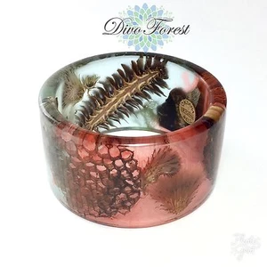 BRACELET WOOD, PINE CONE, MOSS, THISTLE NEW HANDMADE SIZE S - Picture 1 of 5